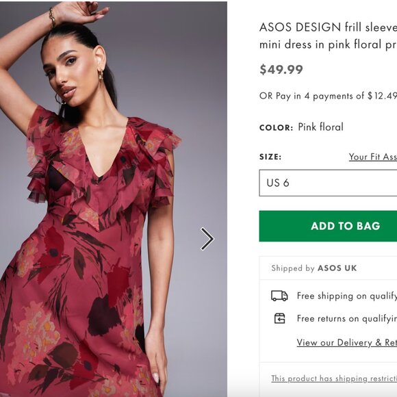 ASOS DESIGN pink floral chiffon mini dress - Picture 3 of 3